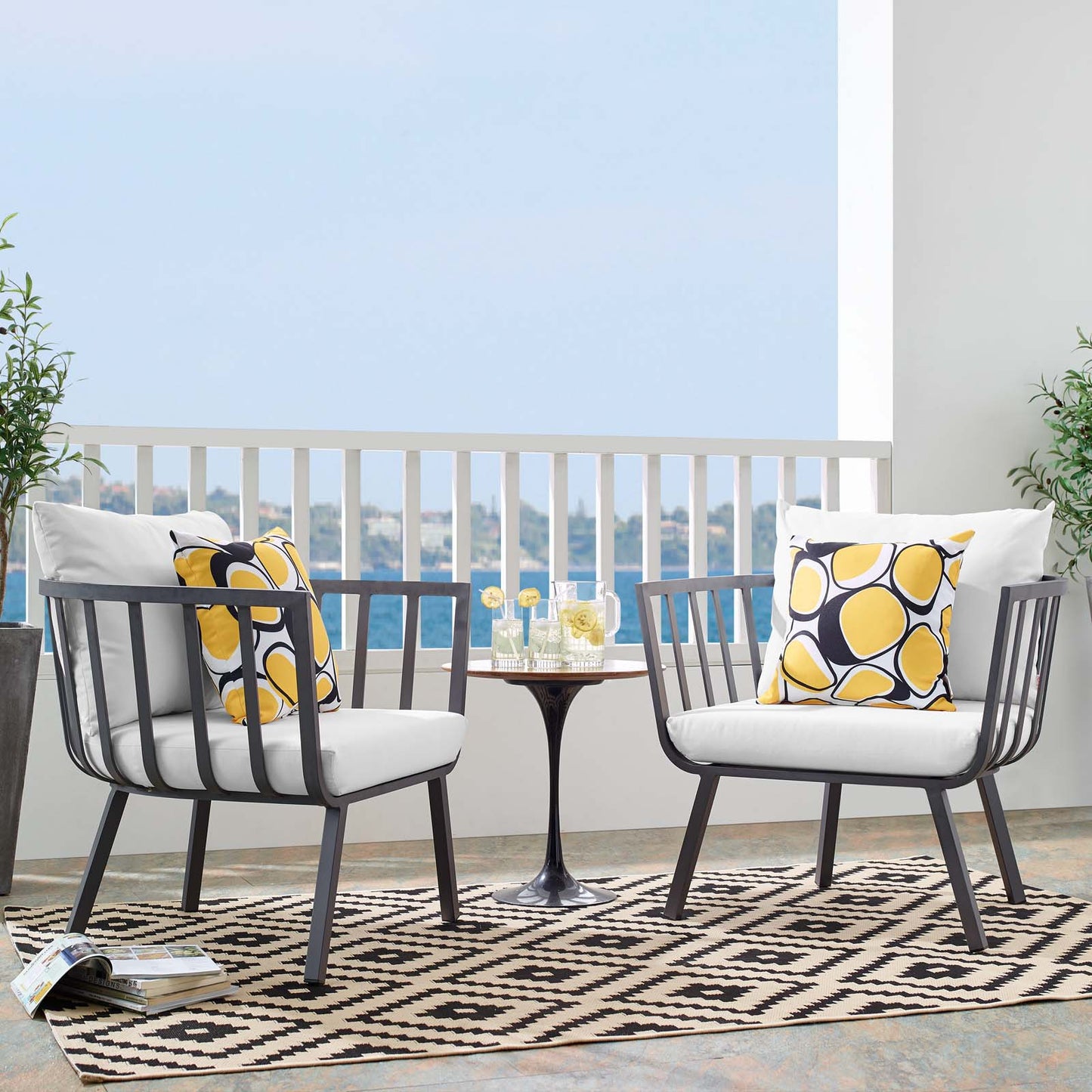 Riverside Outdoor Patio Aluminum Armchair Set of 2